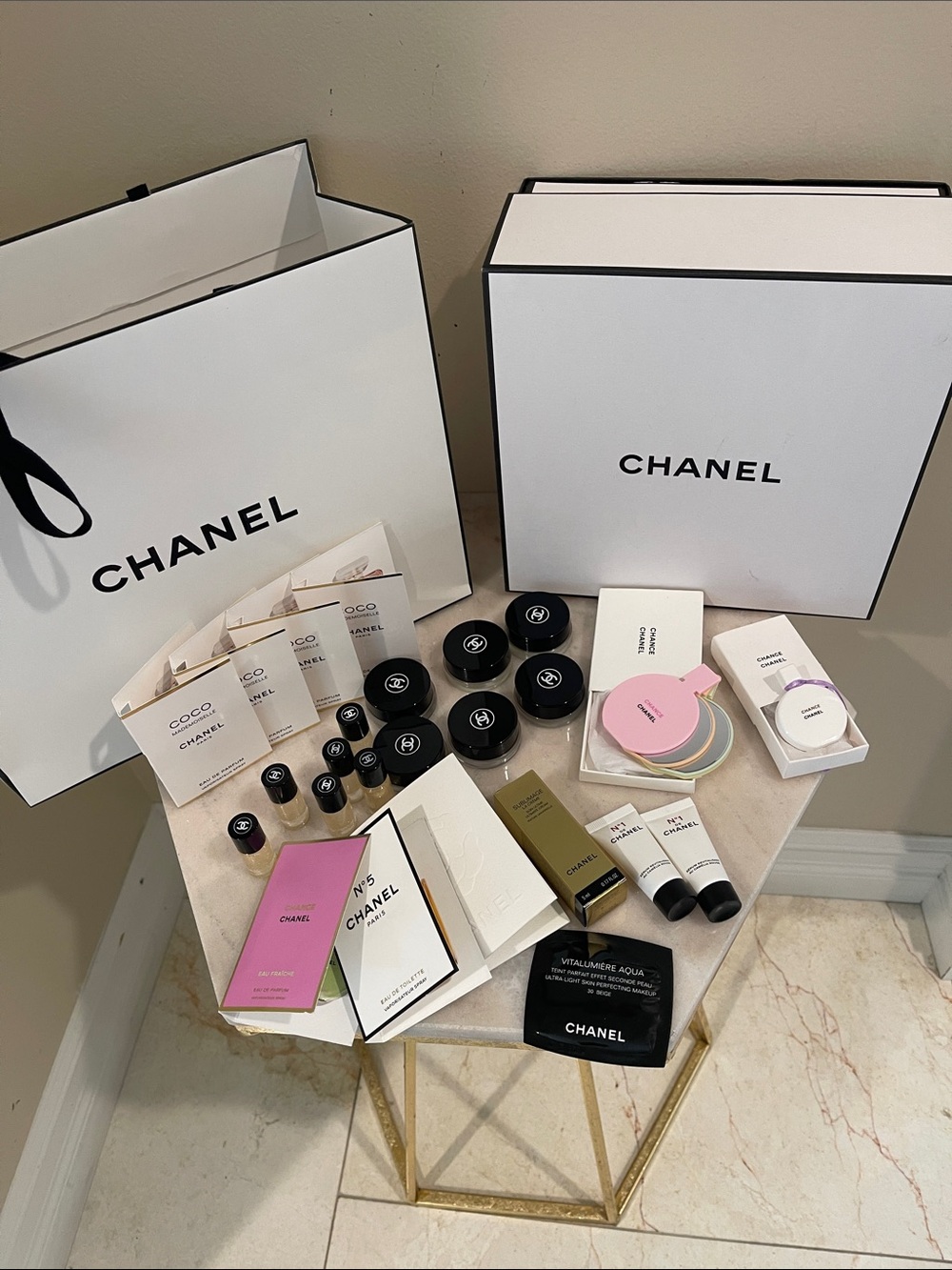 CHANEL Skincare & Fragrance Assortment in White, Black and Pink